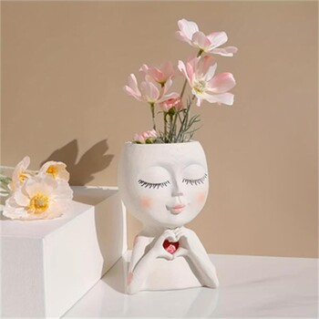 Κορίτσια Face Flower Planter Creative Deskto Στολισμός Αυλής Κήπος Διακόσμηση Μπαλκονιού Ρητίνη Χειροτεχνία Ζουμερό φυτό Γλάστρα