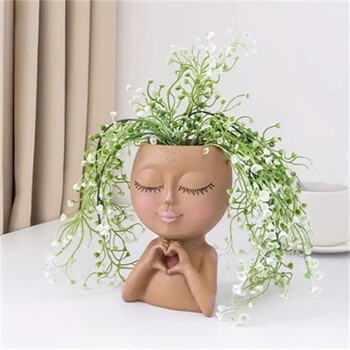 Κορίτσια Face Flower Planter Creative Deskto Στολισμός Αυλής Κήπος Διακόσμηση Μπαλκονιού Ρητίνη Χειροτεχνία Ζουμερό φυτό Γλάστρα