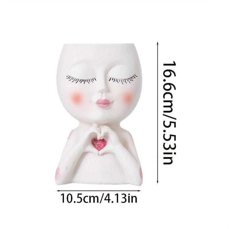 Floretă de flori cu față pentru fete, decorare creativă pentru birou, curte, grădină, balcon, decorare, meșteșuguri din rășină, ghiveci cu plante suculente