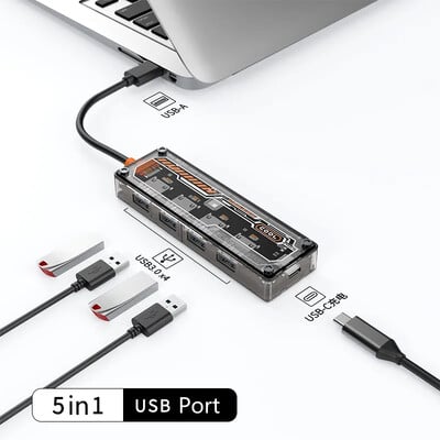 Basix 10 in 1 USB C HUB 4K30Hz doko stotis Type C su HDMI suderinama RJ45 Ethernet PD100W, skirta MacBook iPad Huawei Sumsang telefonui