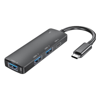 3 USB + 1 Διανομέας τύπου C PD Φόρτιση Αλουμινένιο περίβλημα Αποτελεσματικός προσαρμογέας USB