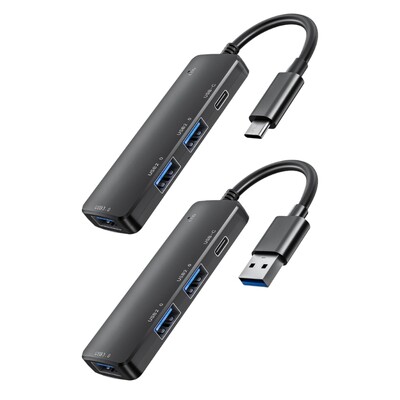 3 USB + 1 tipo C šakotuvas PD įkrovimo aliuminio korpusas, efektyvus USB adapteris