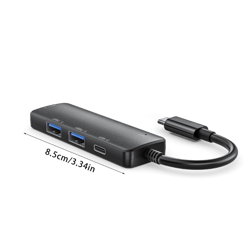 3 USB + 1 tipo C šakotuvas PD įkrovimo aliuminio korpusas, efektyvus USB adapteris