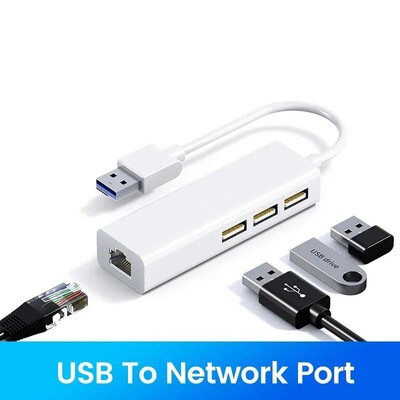 USB C HUB 100Mbps 3 prievadai USB 2.0 Type C HUB USB į Rj45 Lan Ethernet adapteris, skirtas Lenovo Xiaomi Macbook Pro Air kompiuterio priedams