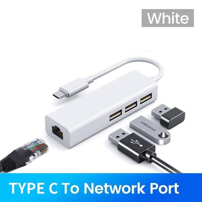 USB C HUB 100Mbps 3 porty USB 2.0 typu C HUB USB na RJ45 LAN Ethernet adaptér pre Lenovo Xiaomi Macbook Pro Air PC príslušenstvo