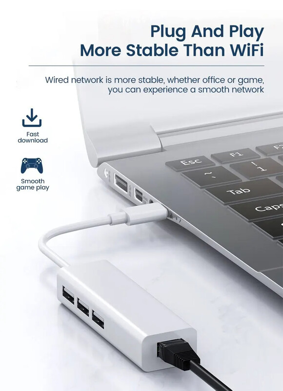 USB C HUB 100Mbps 3 porty USB 2.0 typu C HUB USB na RJ45 LAN Ethernet adaptér pre Lenovo Xiaomi Macbook Pro Air PC príslušenstvo