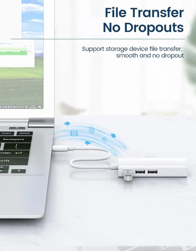 USB C HUB 100Mbps 3 porty USB 2.0 typu C HUB USB na RJ45 LAN Ethernet adaptér pre Lenovo Xiaomi Macbook Pro Air PC príslušenstvo