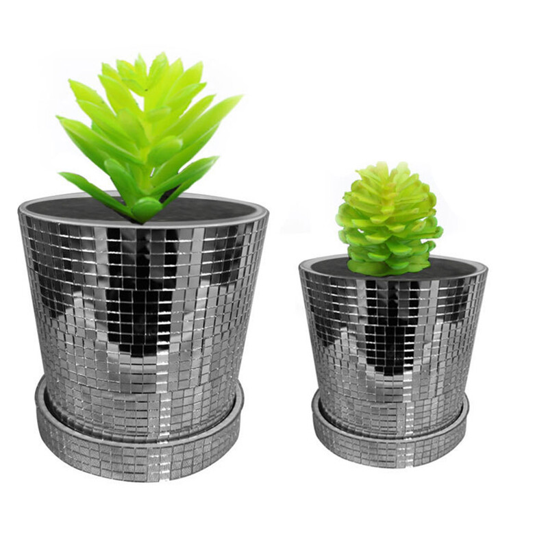 Üveg négyzet alakú kerámia diszkógolyós váza, modern csavar az otthoni dekorációhoz Egyszerű és divatos négyzet alakú