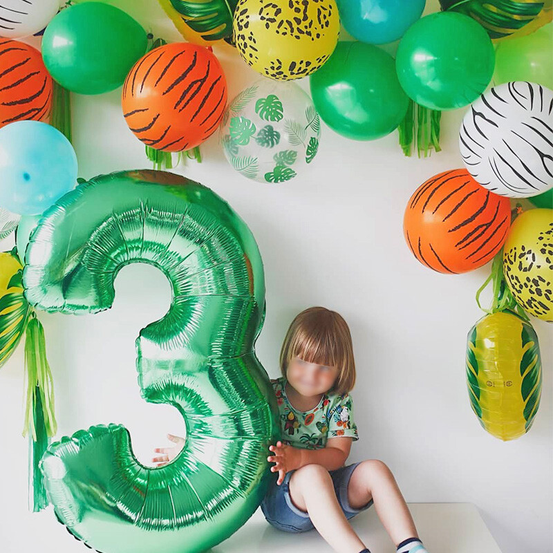 Safari džiunglių balionai teminiai vakarėlių balionai gyvūnų latekso balionai žalios leopardo zebra tigrinės spausdintos gimtadienio kūdikio dušo balionas
