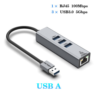 USB C HUB Docking Station de tip C la RJ45 1000Mbps Adaptor Ethernet Placă de rețea Gigabit HUB USB3.0 Extensie de andocare de încărcare 100W
