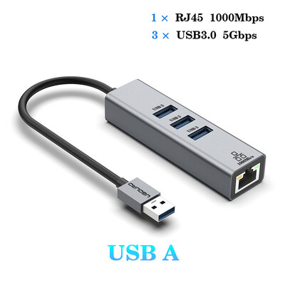 USB C HUB Docking Station de tip C la RJ45 1000Mbps Adaptor Ethernet Placă de rețea Gigabit HUB USB3.0 Extensie de andocare de încărcare 100W