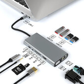 Basix tip c hub USB C 11 în 1 port compatibil HD-MI VGA andocare USB 3.0 de mare viteză tip C Splitter pentru laptop Macbook Air