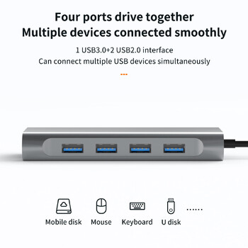 Basix Type c хъб USB C 11 в 1 порт HD-MI-съвместим VGA докинг USB 3.0 високоскоростен сплитер тип C за лаптоп Macbook Air