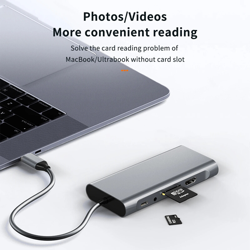 Basix tip c hub USB C 11 în 1 port compatibil HD-MI VGA andocare USB 3.0 de mare viteză tip C Splitter pentru laptop Macbook Air