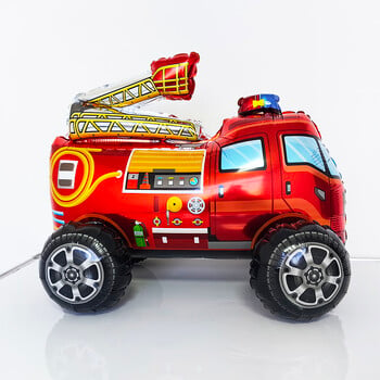 Standing 4D Fire Truck Foil Mylar Balloon Helium Large Fire Car Foil Balloon Baby Shower Boys Fireighter Birthday Party Decors