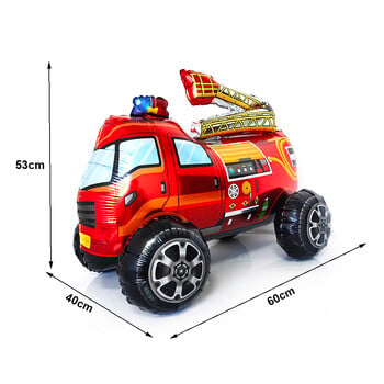 Standing 4D Fire Truck Foil Mylar Balloon Helium Large Fire Car Foil Balloon Baby Shower Boys Fireighter Birthday Party Decors