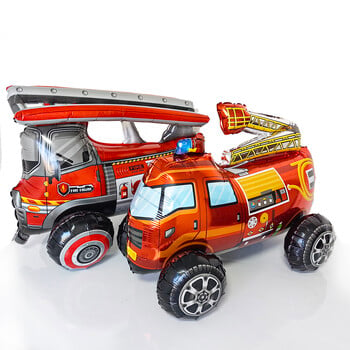 Standing 4D Fire Truck Foil Mylar Balloon Helium Large Fire Car Foil Balloon Baby Shower Boys Fireighter Birthday Party Decors