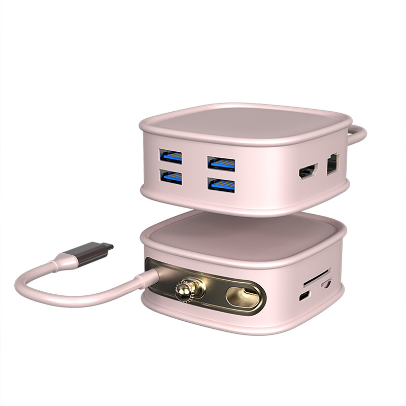 „Basix“ USB C HUB C tipo adapteris 10 viename į 4K HDMI adapteris su RJ45 SD/TF kortelių skaitytuvu PD greitas įkrovimas, skirtas „Macbook Air“ USB C HUB