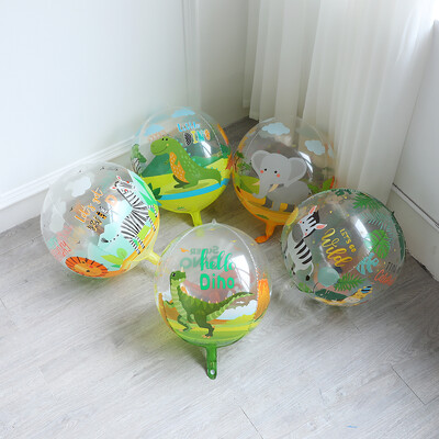 3 бр. 4D 22-инчови балони с животни от джунглата Baby Shower Декорация за парти за рожден ден на диви животни Динозаври Тигри Прозрачни глобуси