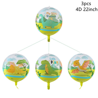 3 ks 4D 22-palcové balóny s motívom džungle, zvieratá, detské narodeninové dekorácie, divoké zvieratá, dinosaury, tigre, priehľadné gule