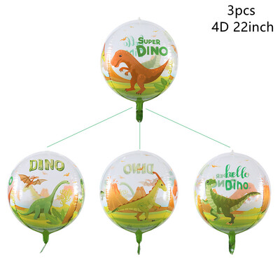 3 ks 4D 22-palcové balóny s motívom džungle, zvieratá, detské narodeninové dekorácie, divoké zvieratá, dinosaury, tigre, priehľadné gule