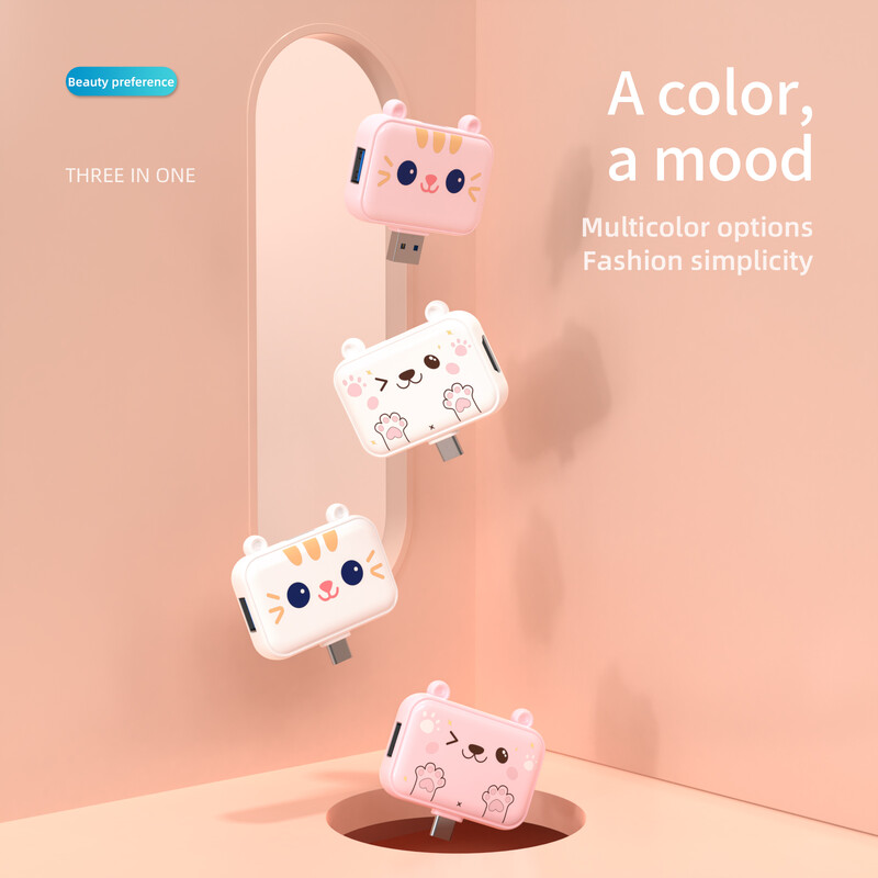 Basix USB C Hub USB 3.0 adaptér Otočný vysokorýchlostný U disk Reader USB Splitter pre Macbook PC Počítač Mobilné tablety Príslušenstvo