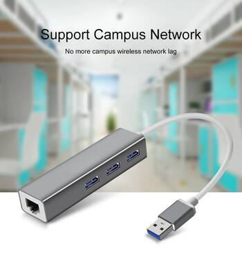 USB C HUB 3.0 Type C σε κάρτα δικτύου RJ45 3.1 Προσαρμογέας πολλαπλών διαχωριστών 4 θυρών OTG για υπολογιστή Xiaomi Lenovo Macbook Air Pro