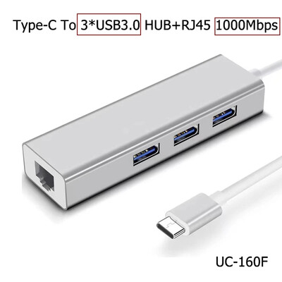 USB C HUB 3.0 tip C la placă de rețea RJ45 3.1 4 porturi Adaptor Multi Splitter OTG pentru computer PC Xiaomi Lenovo Macbook Air Pro
