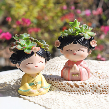 Hanfu Girl Γλάστρα για παχύφυτα Κάκτους Mini Bonsai Planter, Δημιουργικές γλάστρες κήπου Διακοσμητικά ειδώλια Διακόσμηση επιφάνειας εργασίας σπιτιού