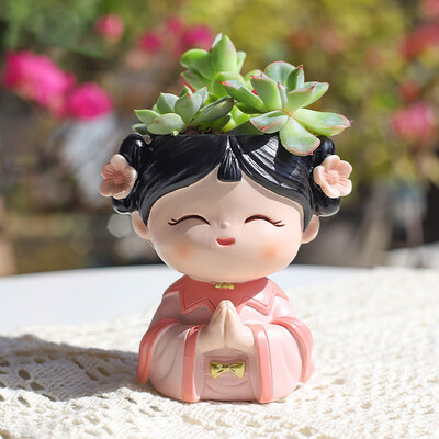 Ghiveci de flori pentru fete Hanfu pentru suculente Cactus Mini jardinieră Bonsai, ghivece de grădină creative Figurine decorative Decor pentru birou