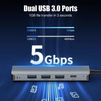 USB C HUB USB-C USB-A Προσαρμογέας πολλαπλών θυρών Τύπος C USB 3.0 Μεταφορά δεδομένων Gigabit Ethernet RJ45 Σταθμός σύνδεσης για Mac Book Pro