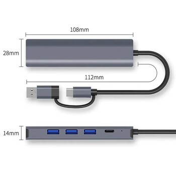 USB C HUB USB-C USB-A Προσαρμογέας πολλαπλών θυρών Τύπος C USB 3.0 Μεταφορά δεδομένων Gigabit Ethernet RJ45 Σταθμός σύνδεσης για Mac Book Pro