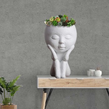 Face Head Flower Planter Succulent Plant Γλάστρα Γλάστρα Φιγούρα Διακόσμηση κήπου Στολίδι επιτραπέζιου σπιτιού