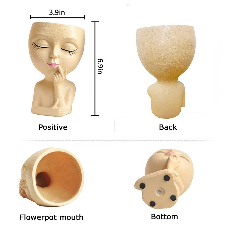 Glava žardinjere za slatku djevojku s drenažnom rupom Posude za cvijeće Posude za biljke na licu Uradi sam ukrasni darovi za ljubitelje biljaka