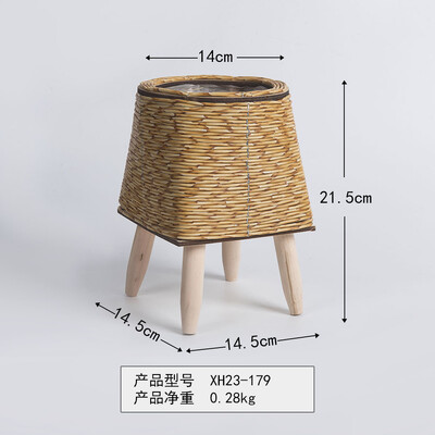 Coș de jardinier țesut manual, ghiveci de flori din ratan, coș țesut cu picioare detașabile, suport pentru plante, coș pentru grădină, decorațiuni pentru casă