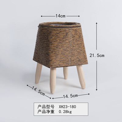 Coș de jardinier țesut manual, ghiveci de flori din ratan, coș țesut cu picioare detașabile, suport pentru plante, coș pentru grădină, decorațiuni pentru casă