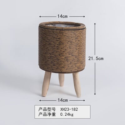 Coș de jardinier țesut manual, ghiveci de flori din ratan, coș țesut cu picioare detașabile, suport pentru plante, coș pentru grădină, decorațiuni pentru casă