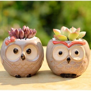 Κεραμική κουκουβάγια γλάστρα Nordic Cute Animals Thumb Flower Pot European Mini Succulent κεραμική γλάστρα Σπίτι Διακόσμηση σαλονιού