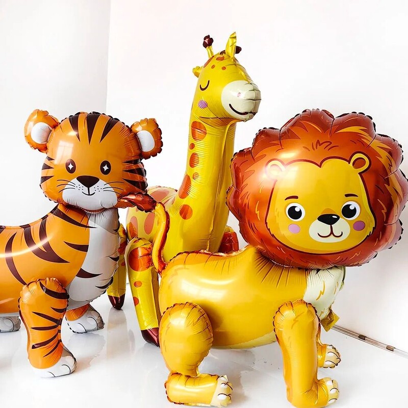 Dzsungel születésnapi parti kellékek 4D séta léggömbök szafari állati fólia léggömb oroszlán óriás léggömbök gyerekeknek állatos tematikus parti