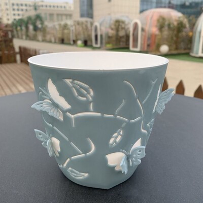 Relief Butterfly Puķupods Plastmasa Pašsūkšanas laistīšana Sukulenti Puķu pods 3D Mājas biroja dekors Puķupodi Augu stādītājs