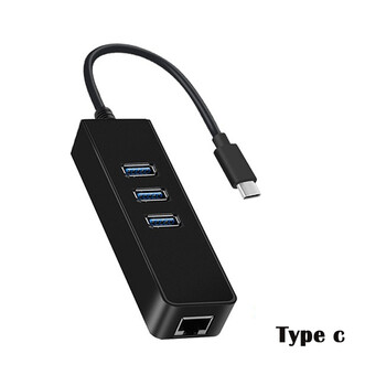 USB HUB Κάρτα δικτύου Ethernet 3 θυρών High-Speed USB 3.0 σε RJ45 Hub 10/100mbs Προσαρμογέας Ethernet USB Hub Lan για Macbook