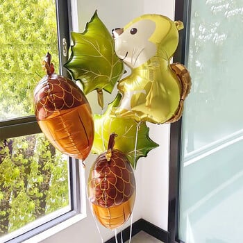 Woodland Animals Birthday Decoraiton Balloon Fox Hedgehog Raccoon Deer Bear Μπαλόνια με φύλλο ηλίου Μπαλόνια Δάσος με θέμα Διακόσμηση πάρτι