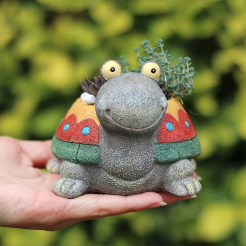 Rajzfilm teknős zamatos virágcserép otthoni irodai kerti dekorációhoz gyanta Aranyos teknős kaktusz zamatos ültető asztali dísz