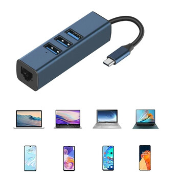 USB TypeC Ethernet USB σε RJ45 Hub Κάρτα δικτύου προσαρμογέα Ethernet 100M με πρόγραμμα οδήγησης USB3.0 2.0 Hub Δωρεάν για φορητό υπολογιστή