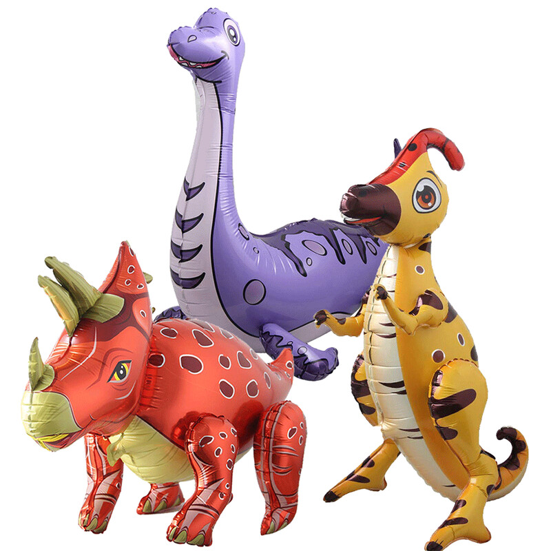 3D samostojace balóny s dinosaurom a tyranosaurom na narodeninovú oslavu, dekoráciu pre bábätko, nafukovacie párty potreby