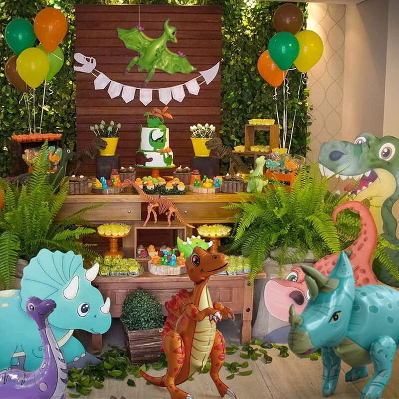 3D samostojace balóny s dinosaurom a tyranosaurom na narodeninovú oslavu, dekoráciu pre bábätko, nafukovacie párty potreby