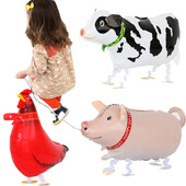 3 vnt./Paketas vaikščiojantys gyvūnai balionai ūkinis gyvūnas karvė raudonas gaidys kiaulė balionas ūkio gimtadienio vakarėlio tvarto kepsnių vakarėlio dekoracijos