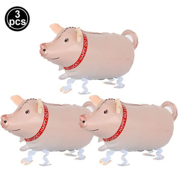 3 τεμ./συσκευασία Walking Animal Balloons Farm Animal Cow Red Rooster Pig Balloon Farm Birthday Party Barn BBQ Party Decorations