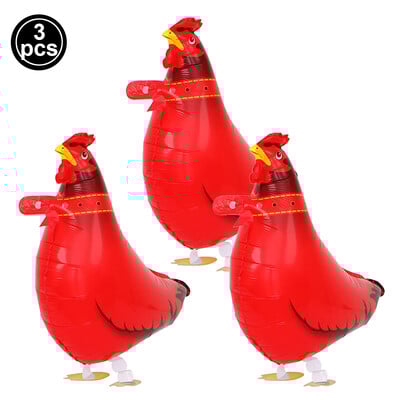 3 vnt./Paketas vaikščiojantys gyvūnai balionai ūkinis gyvūnas karvė raudonas gaidys kiaulė balionas ūkio gimtadienio vakarėlio tvarto kepsnių vakarėlio dekoracijos