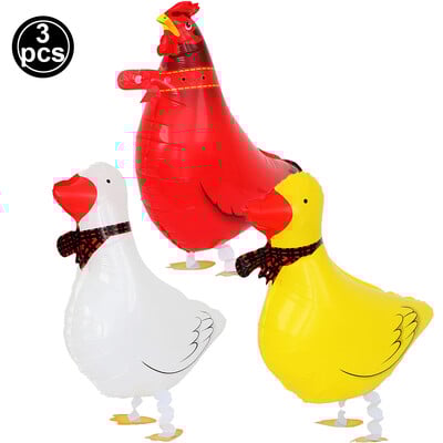 3 vnt./Paketas vaikščiojantys gyvūnai balionai ūkinis gyvūnas karvė raudonas gaidys kiaulė balionas ūkio gimtadienio vakarėlio tvarto kepsnių vakarėlio dekoracijos